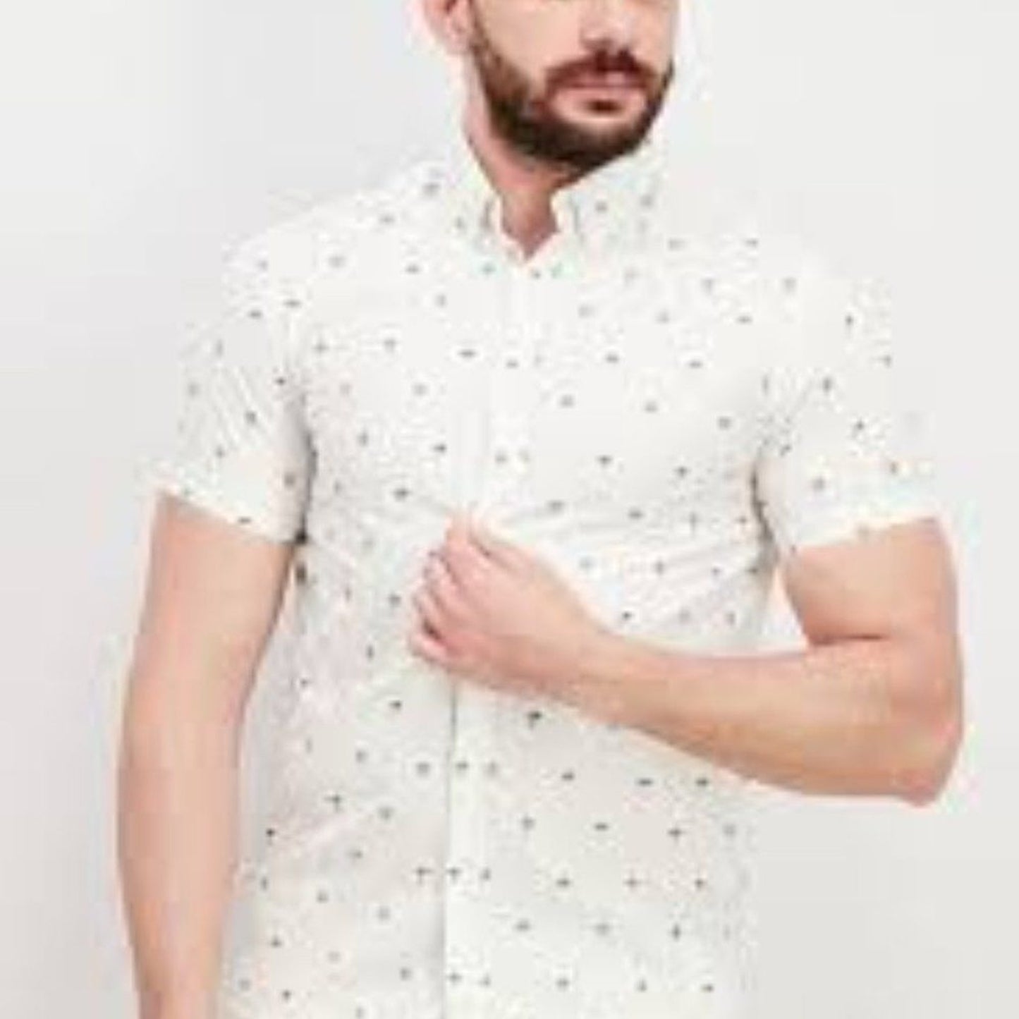 Denim & Flower Ricky Singh Men's Slim Fit Button-Up Shirt White Anchor Large