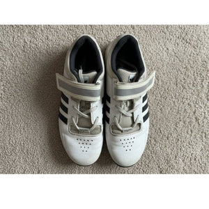 Adidas Adipower Weightlifting Shoes Mens 11.5 White Black Lifting Shoe Strap Gym