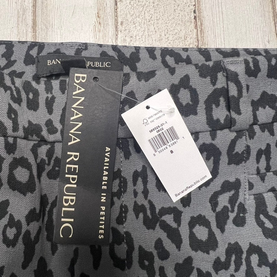 NWT Banana Republic Women's Sloan Leopard Print Pants Size 8 Gray & Black