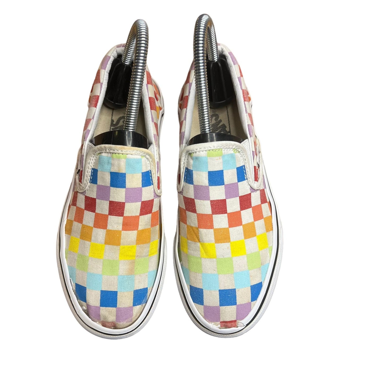 Vans Classic Slip-On Canvas Rainbow Checkerboard Slip-on Unisex Shoes M6.5/W8