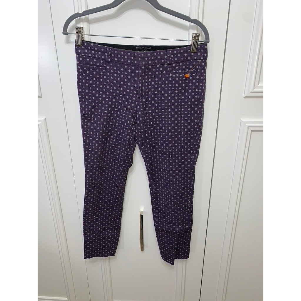 Banana Republic Petite Women's Floral Purple Dress Pants Size 4