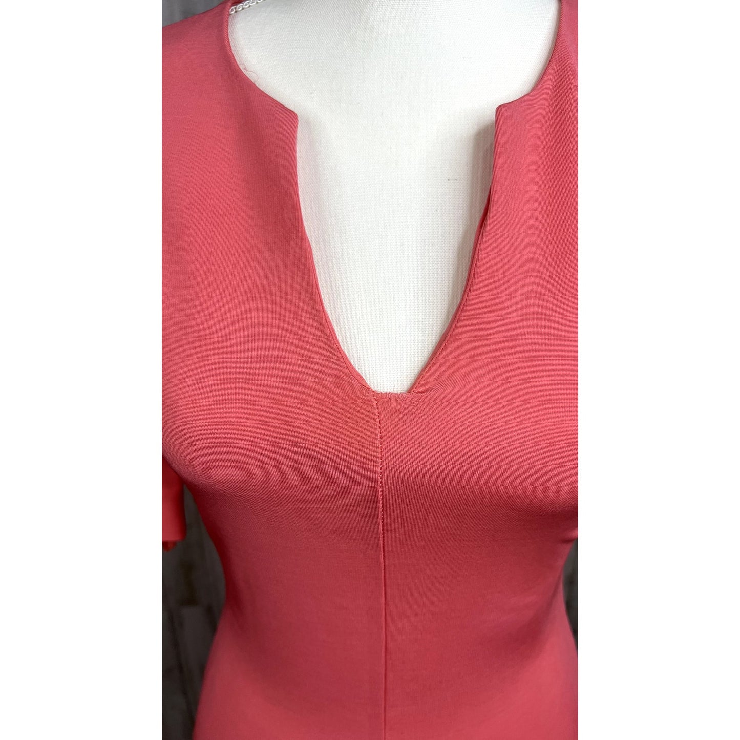 Diane von Furstenberg Coral Fitted Knee Length Dress Size 2 Short Sleeve