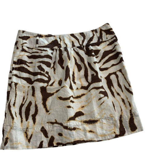 Women's Banana Republic Vintage Linen Safari Print Skirt Size 12