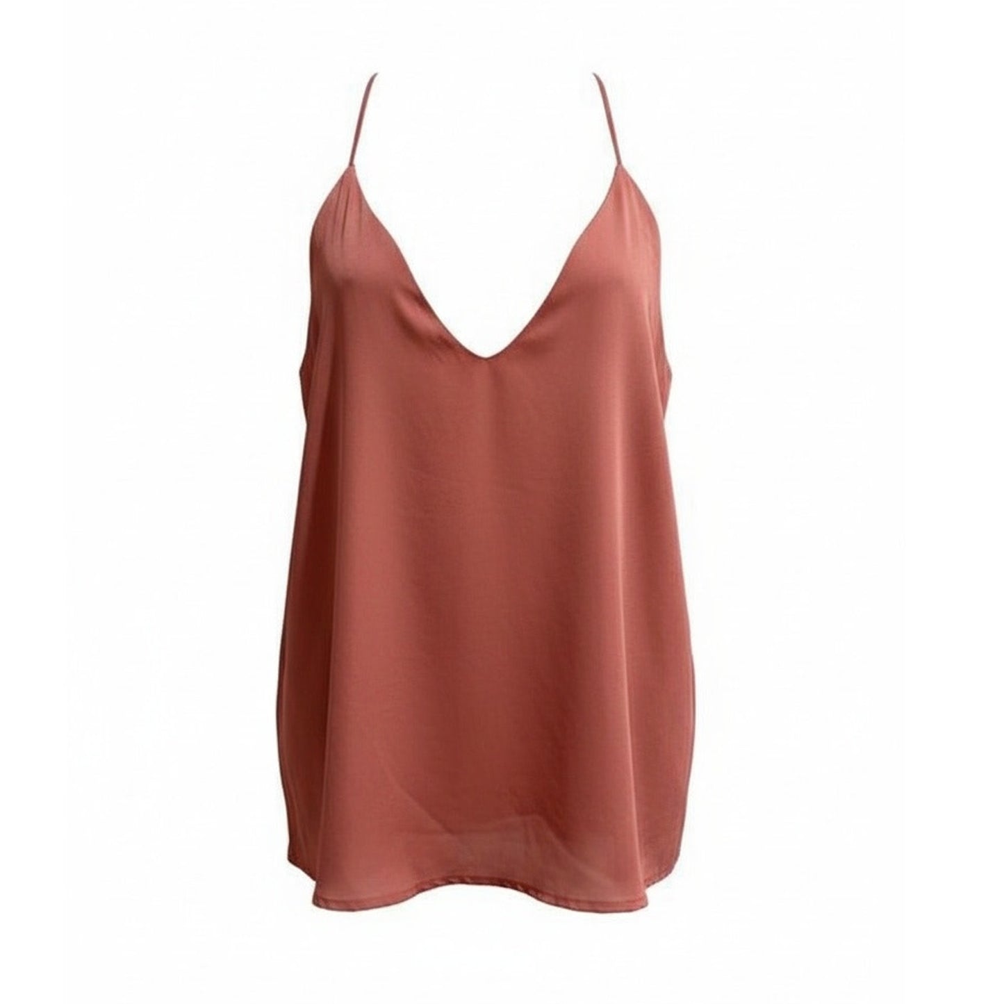 Wet Seal Cami Tank Top Womens Size L Pink V-Neck Racerback Spaghetti