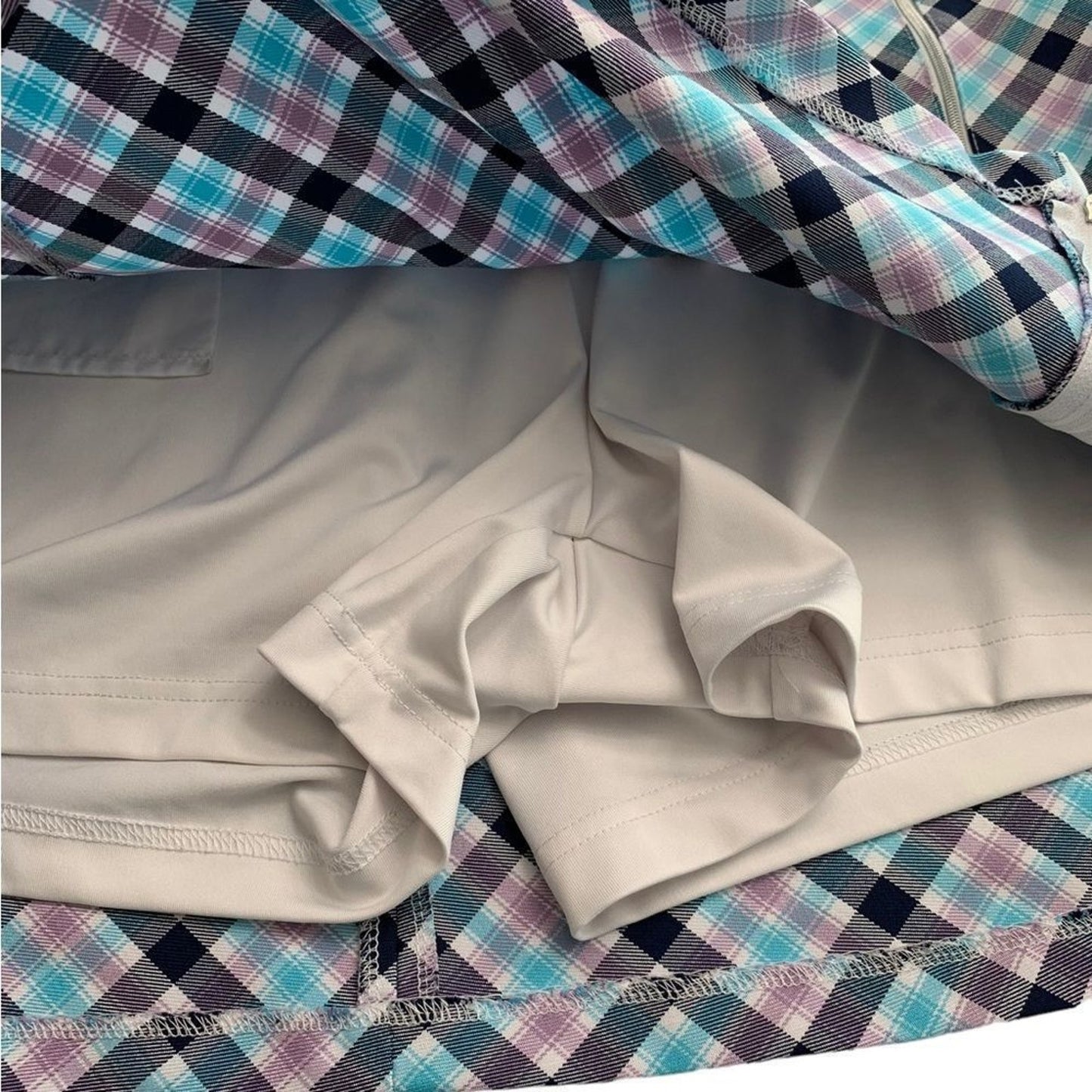 Lady Hagen Skort Womens Size 14 Plaid Blue Teal Purple Golf Tennis Side