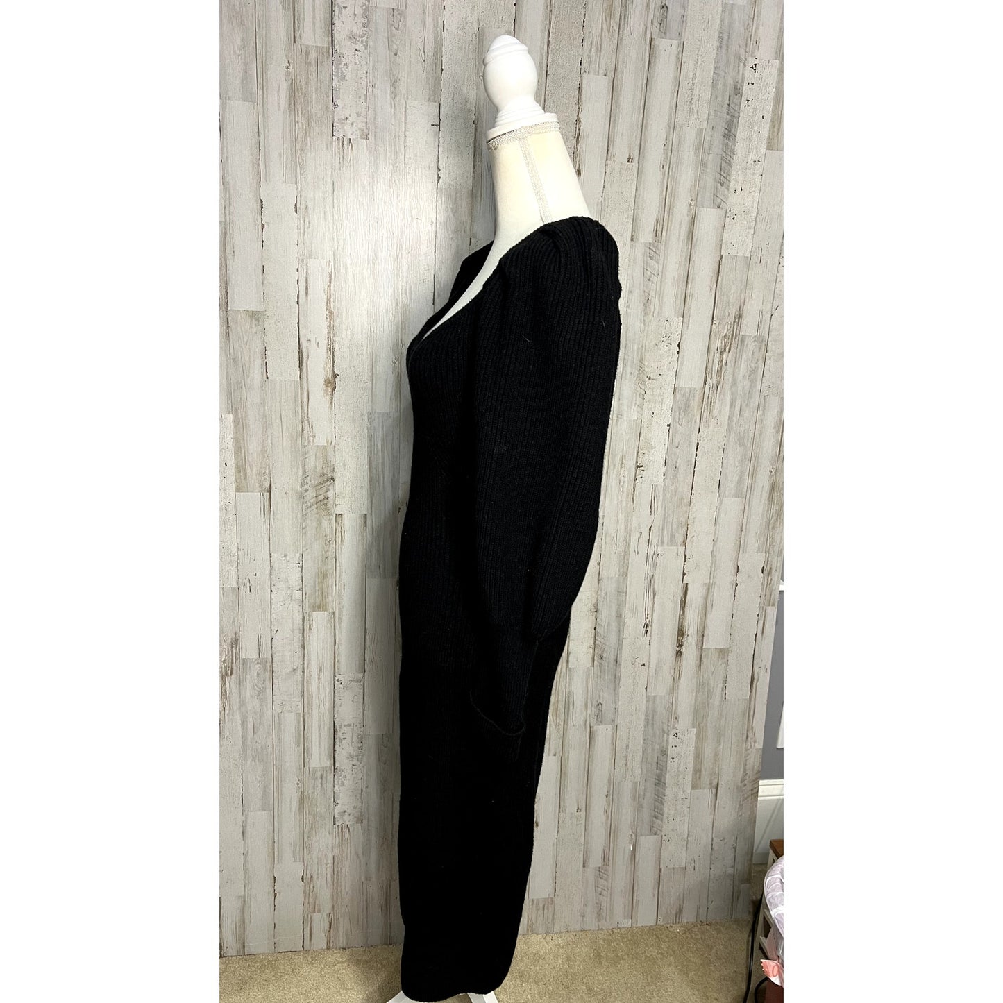 ASTR The Label Women's Black Ribbed Knit Bodycon Midi Dress Size Medium