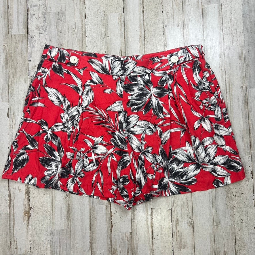 Banana Republic Women's Floral High-Waisted Red Chino Shorts Size 14