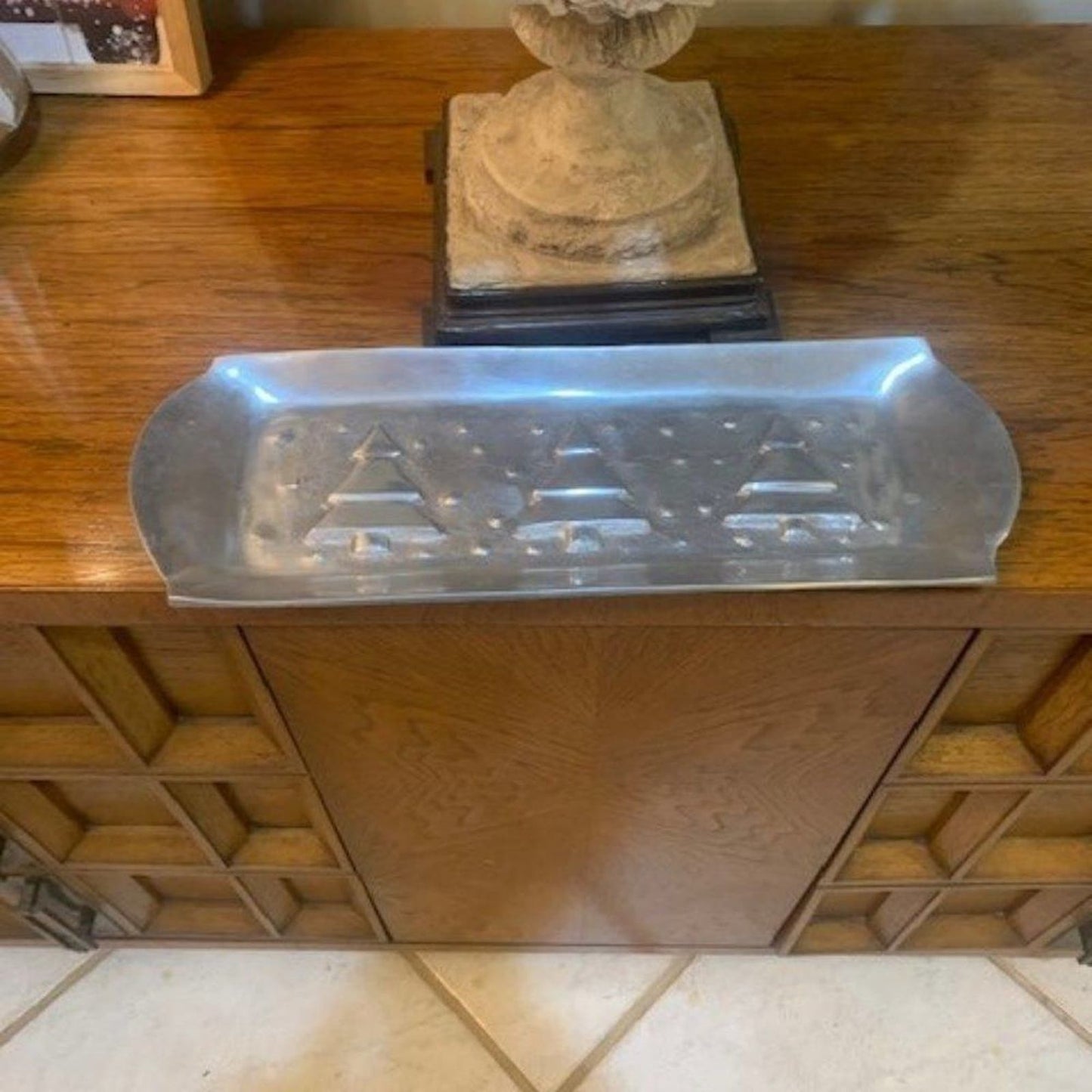 Silver Christmas tree tray/platter 