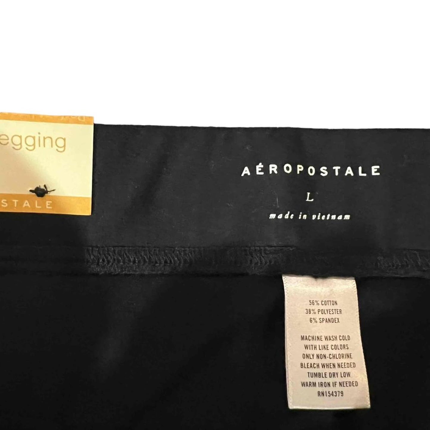 NWT Aéropostale Women's Black Mid Rise Leggings Size Large Cotton Blend