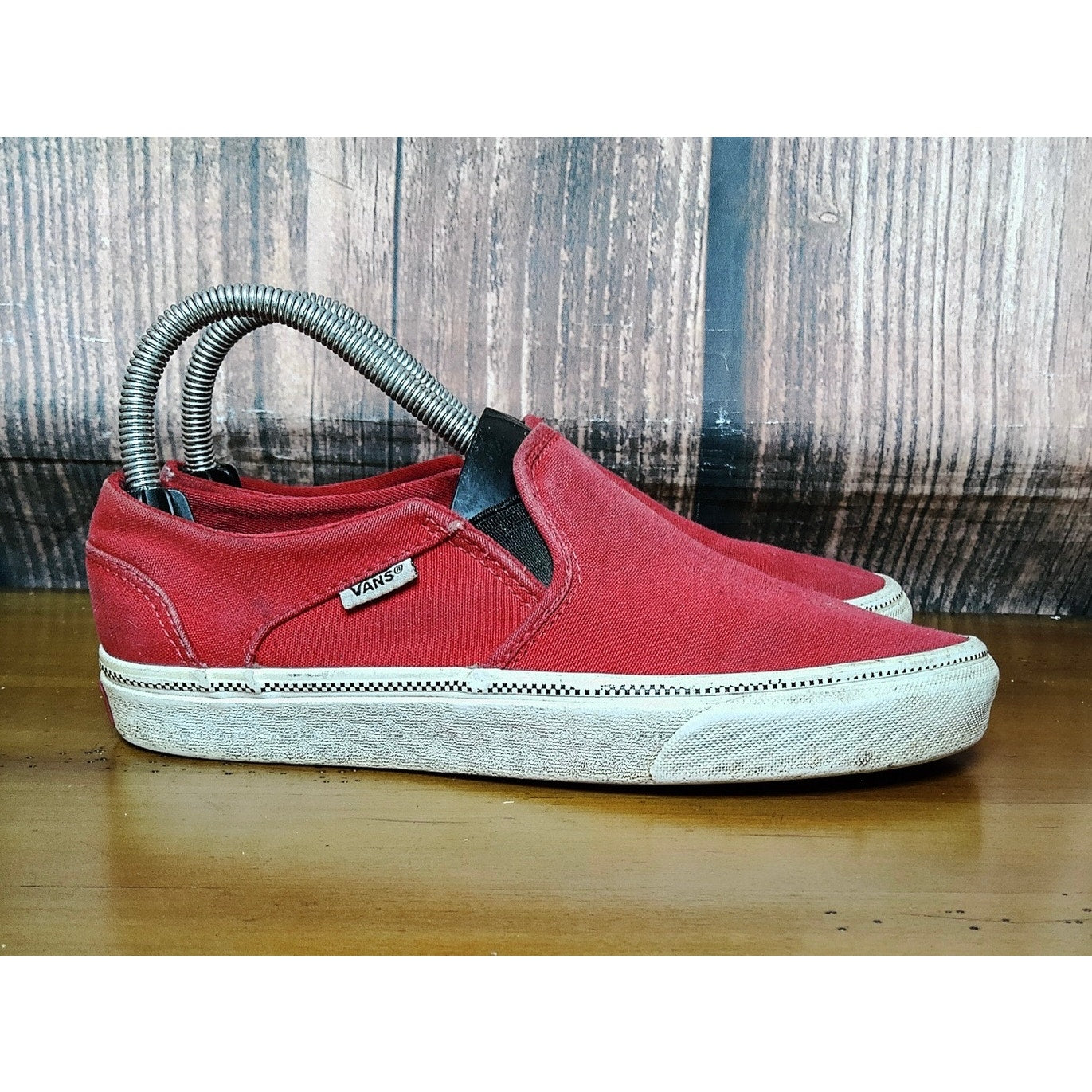Vans Classic Slip-On Skate Shoes Red Unisex Men 5.5 / Women 7