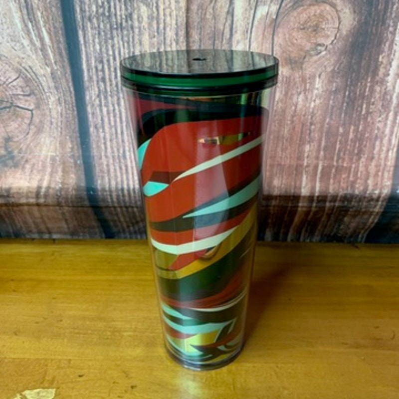 Starbucks Holiday Swirl Cold Cup Tumbler 24 oz w/ Lid NO STRAW