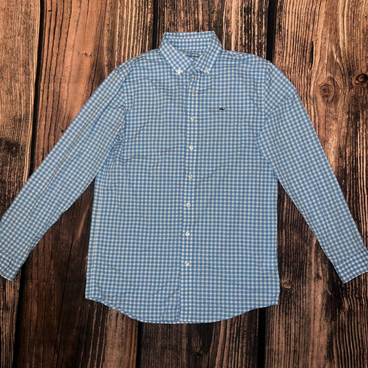 Vineyard Vines Men's XL Blue Gingham Button-Up Shirt Long Sleeve Casual