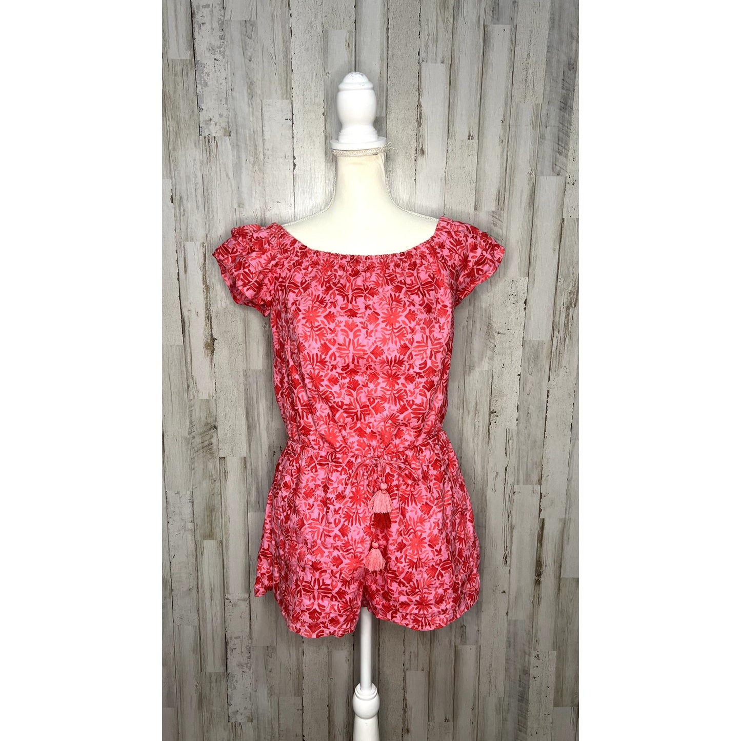 Vineyard Vines Women's Size Small Pink Floral Off-Shoulder Romper