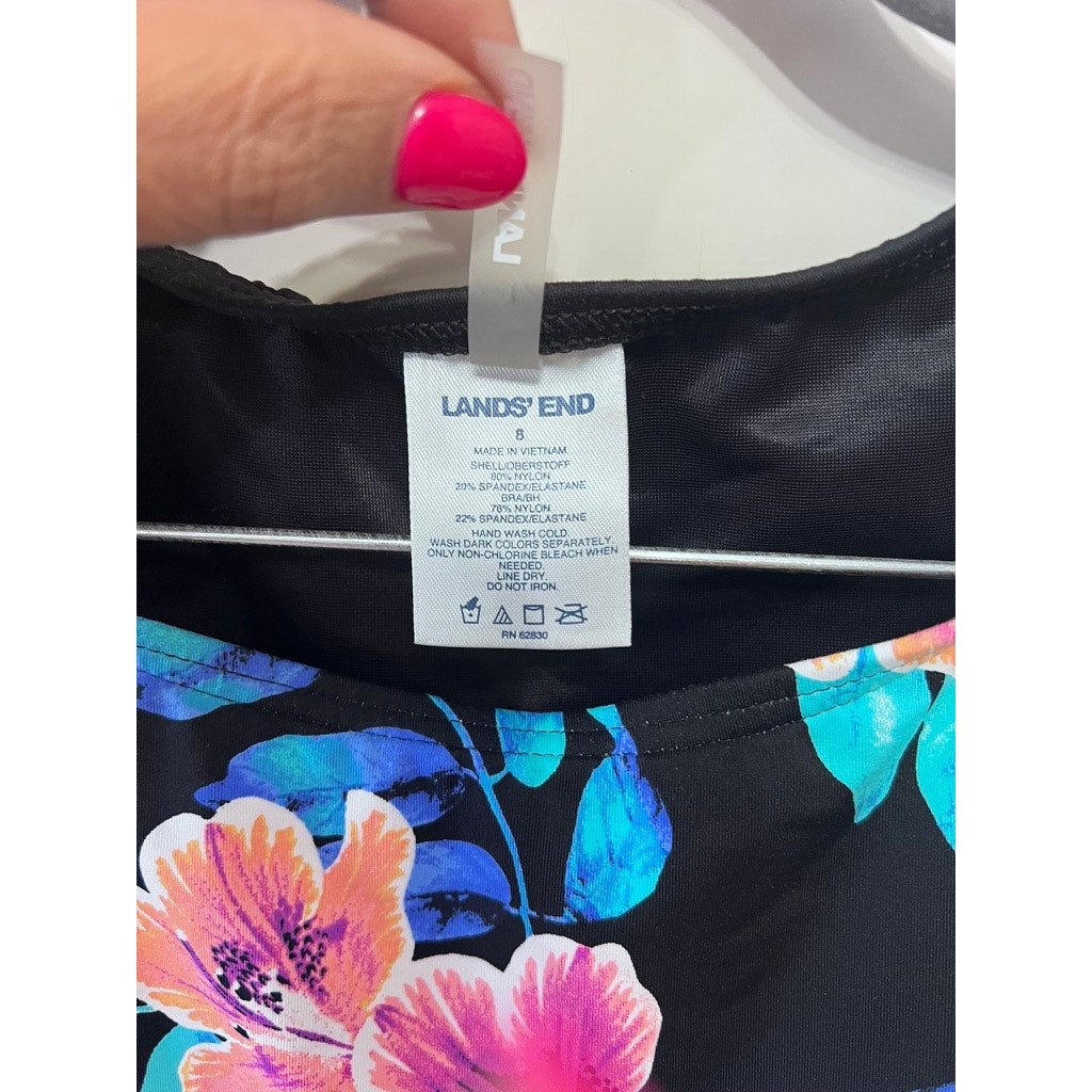 Lands' End Women's Floral Tankini Swim Top Size 8 Multicolor