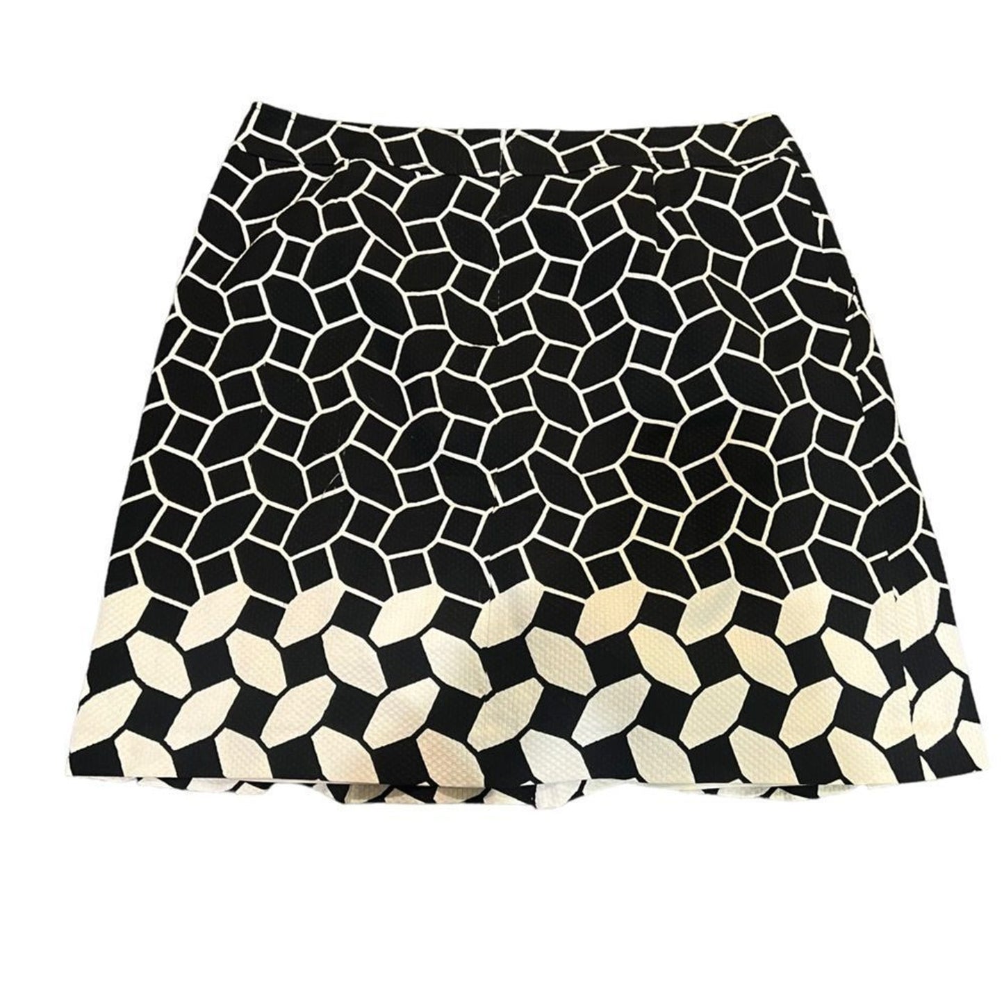 Talbots Skirt Womens Size 16 Black & Ivory Geometric A-Line Short Lined