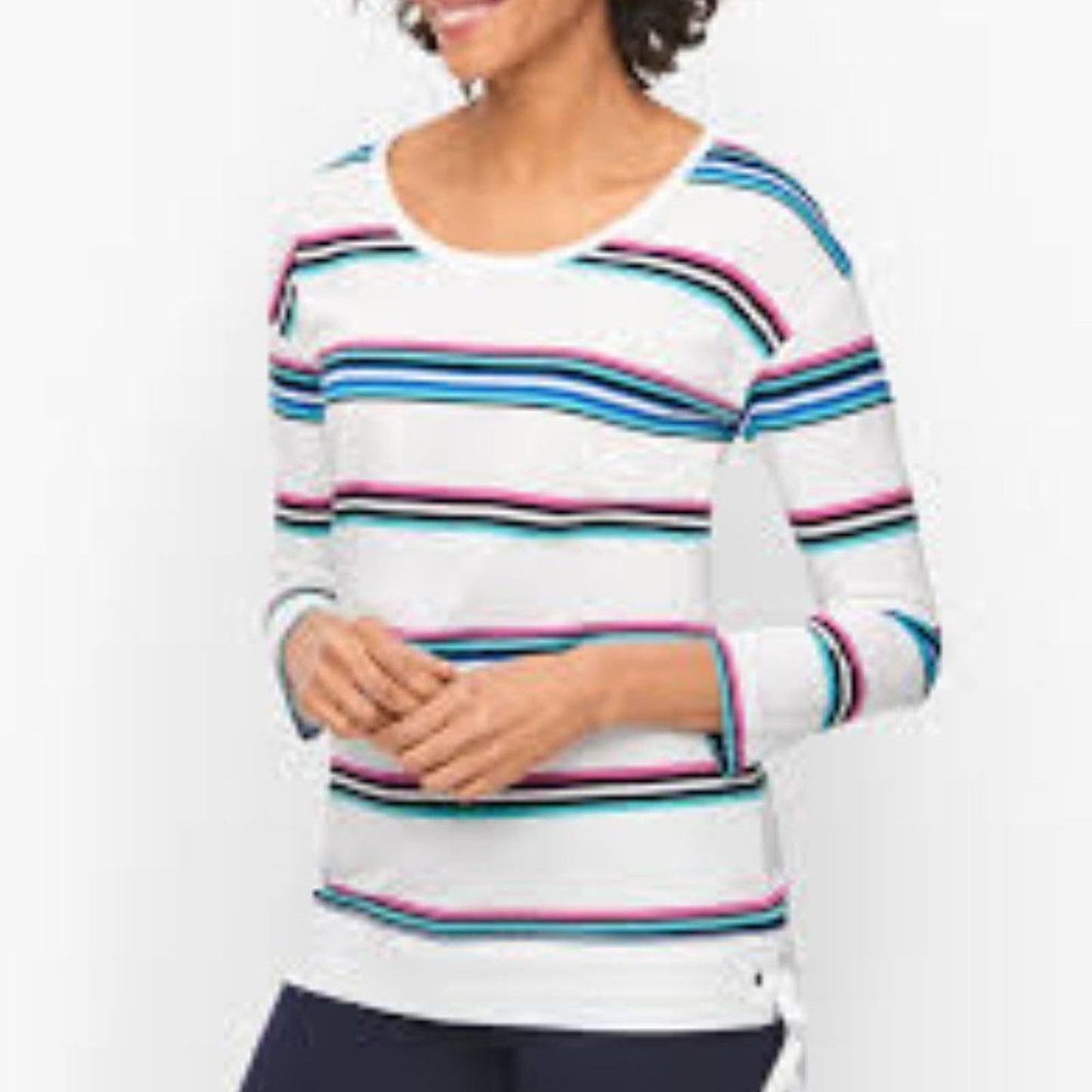 Talbots Tie Detail Stripe Top Size Large