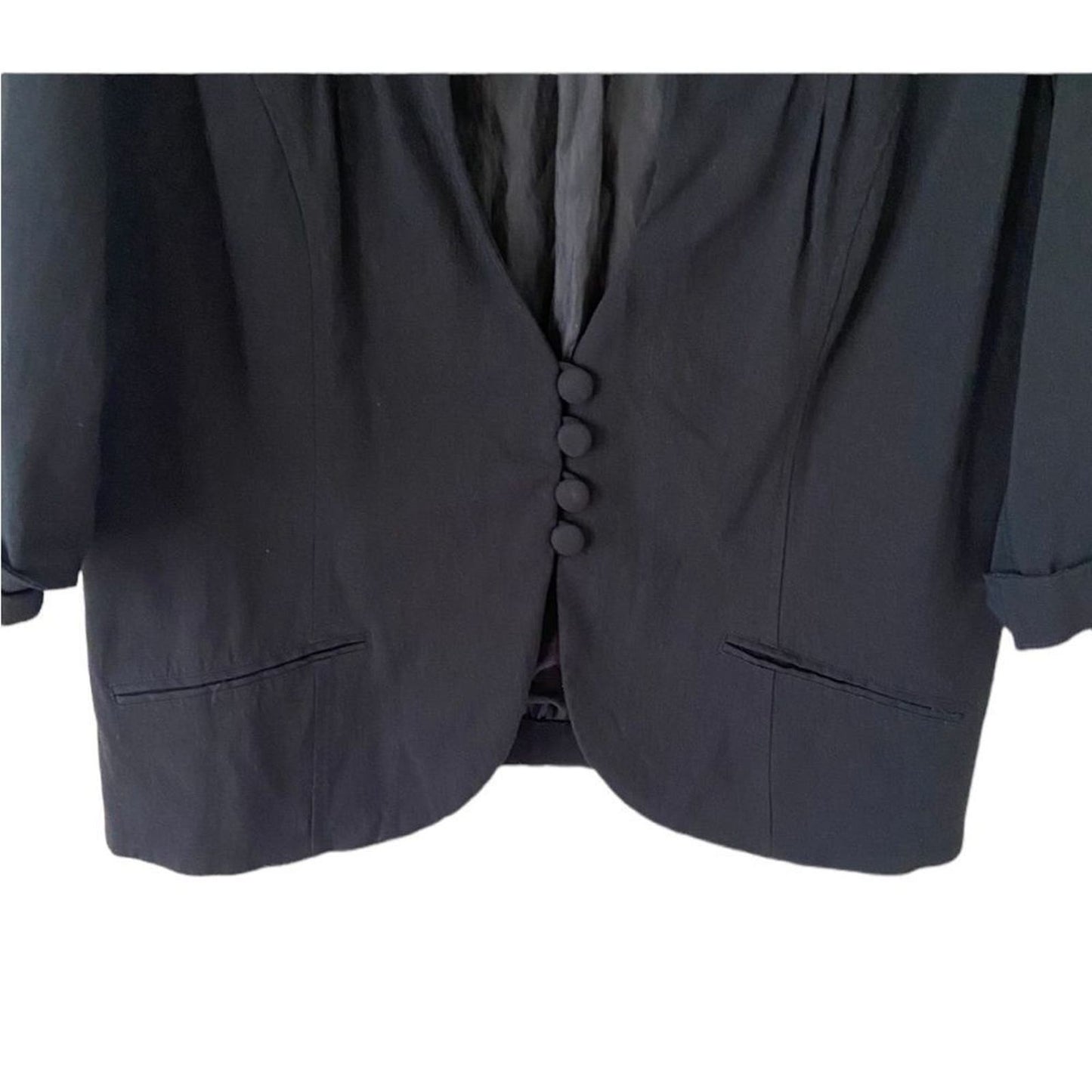 Torrid Women's Size 3 Black Open Front Blazer w/ Four Buttons & 3/4 Sleeves