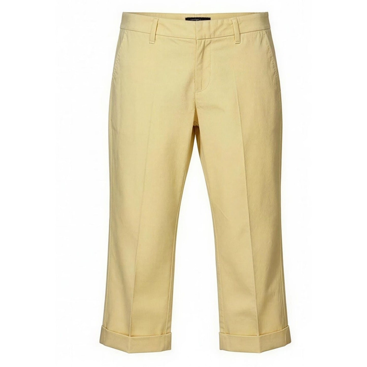 Larry Levine Pants Womens Size 12 Yellow Stretch Chino Capri Cuffed Hem