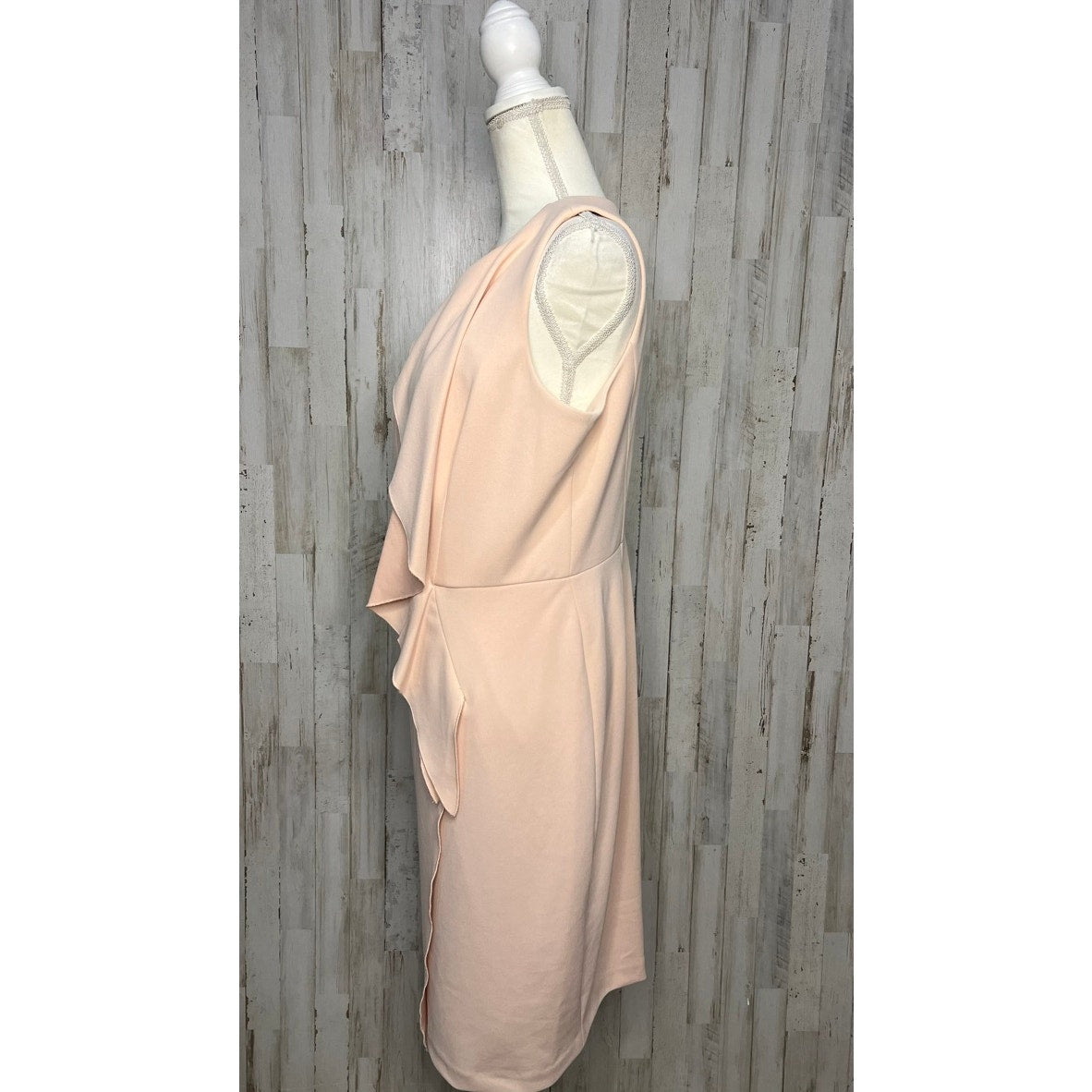 Calvin Klein Women's Size 12 Pink Sleeveless Ruffle Knee Dress WORN ON TV