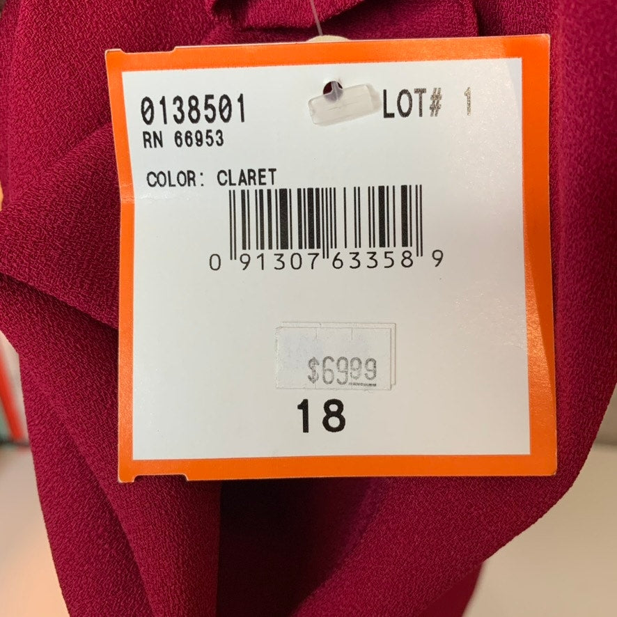 NWT Leslie Fay Dresses Blazer Jacket Womens Size 18 Claret