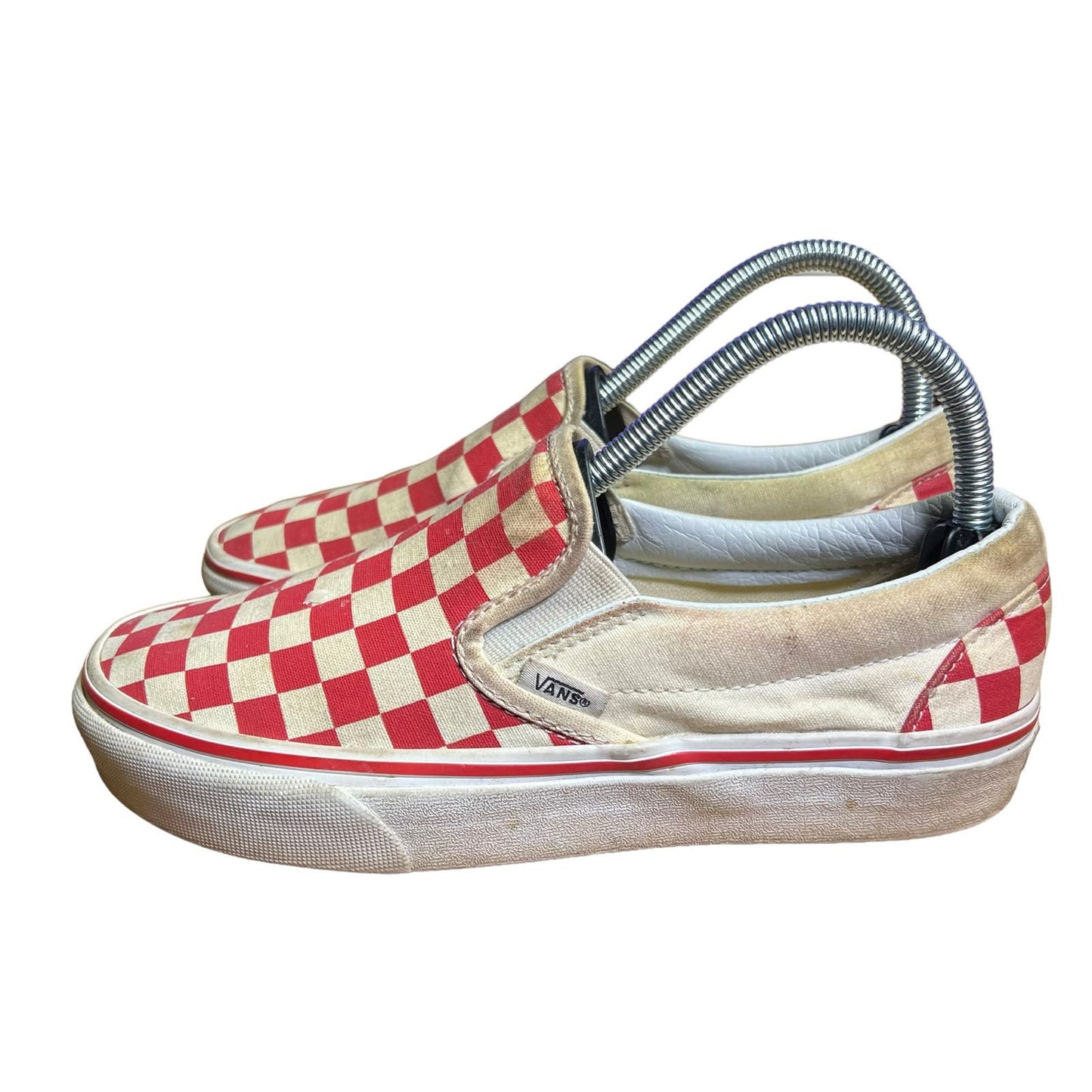 Vans Classic Red Checkerboard Slip-On Unisex Sneakers Men's 5.5 / Women's 7.0