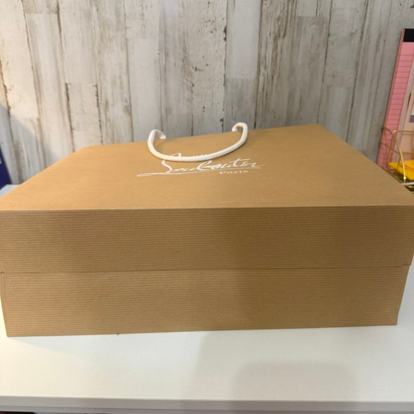 Christian Louboutin Paris Large Shopping Bag Brown Red Interior 16x13