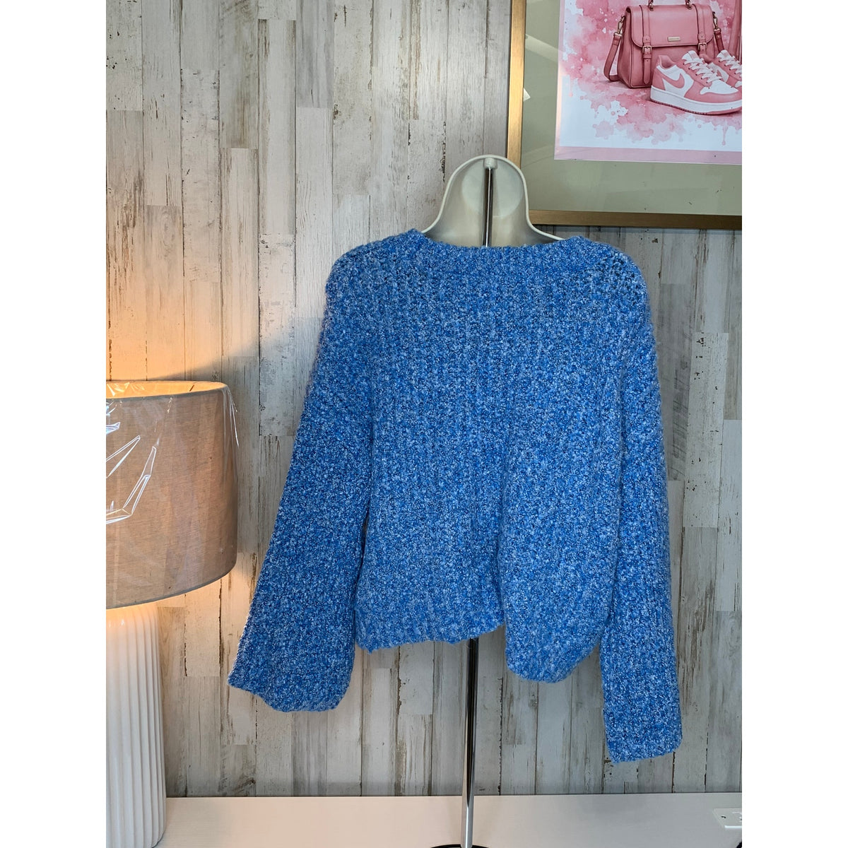 Sincerely Jules Sweater Womens Small Heathered Blue Textured Knit