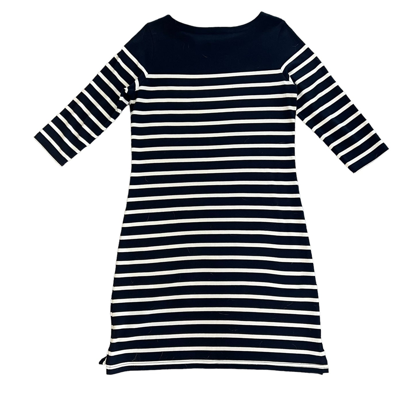 L.L.Bean Women's Medium Navy/White Mariner Knit Stripe Boat Neck Dress