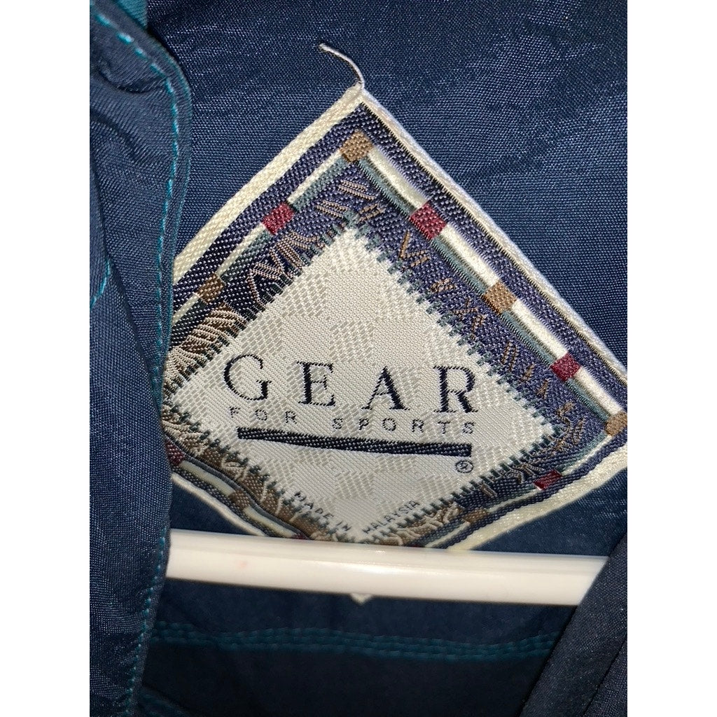 Vintage Gear for Sports Embroidered Men's XL Blue Hooded Windbreaker Jacket
