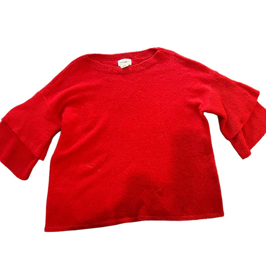 For The Republic Women's Large Red Ruffle Flared Sleeve Pullover Sweater