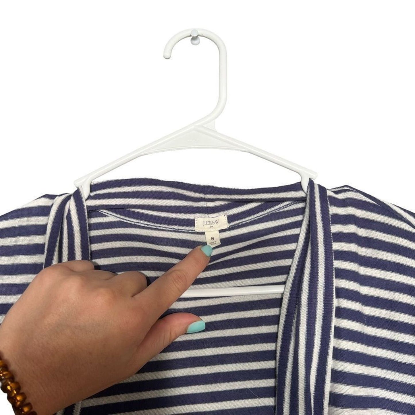 J. Crew Blue & White Striped Open Front/Flyaway Style Cardigan Lightweight