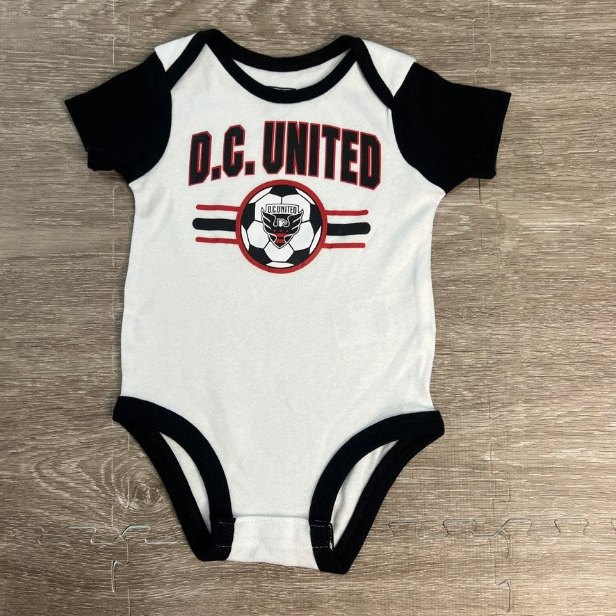 NWT D.C. United Newborn & Infant 3-6 Months 3-Pack Bodysuit Set Black/Red/Gray