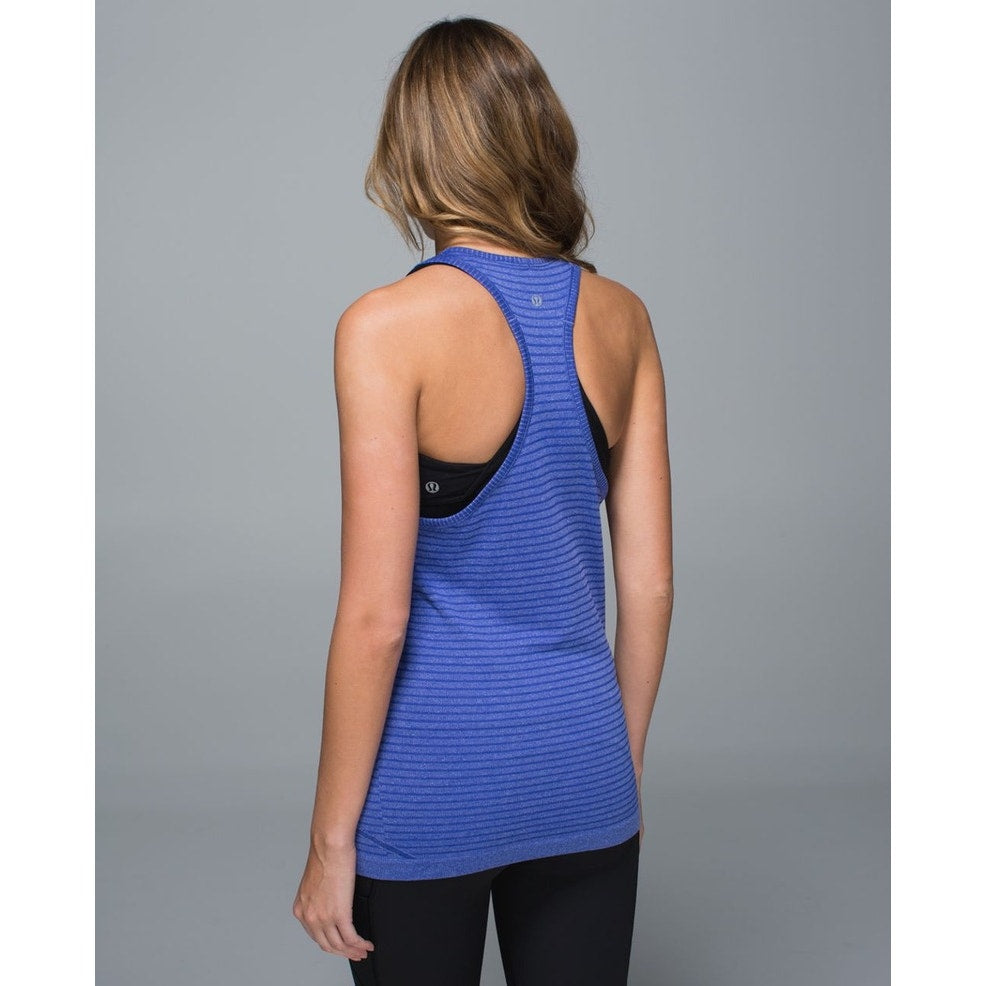 Lululemon Women's Swiftly Tech Racerback Tank Top Blue Striped Size 6