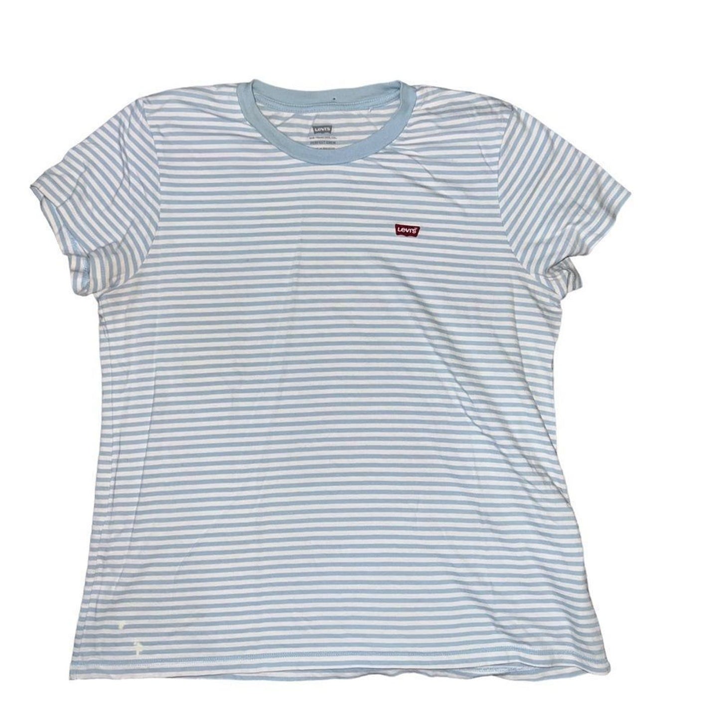 Levi's Fitted Light Blue & White Striped T Shirt Size Large