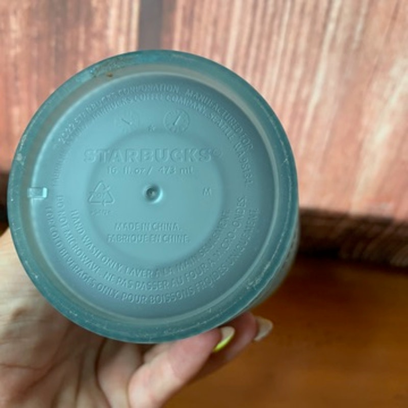Starbucks Cold Cup Tumbler Teal Green Textured w/ Lid 16 oz
