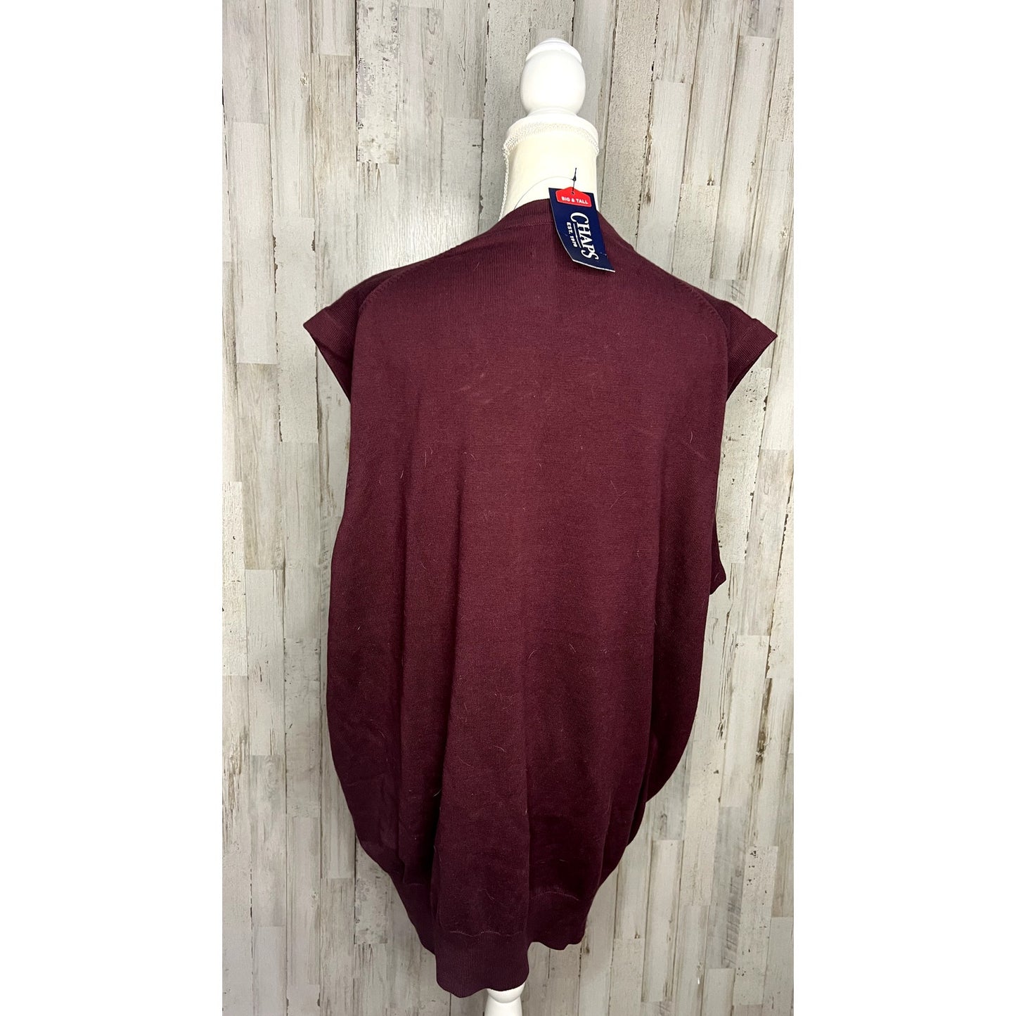 NWT Chaps Men's 3XLT Burgundy V-Neck Sleeveless Sweater Vest Big & Tall