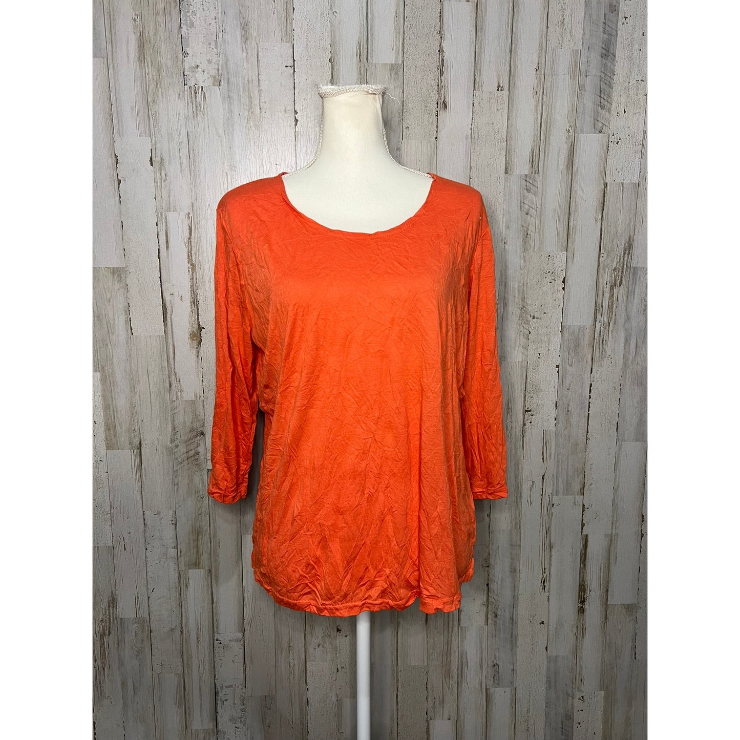 Lulu-B Women's Medium Orange 3/4 Sleeve Blouse Casual Top