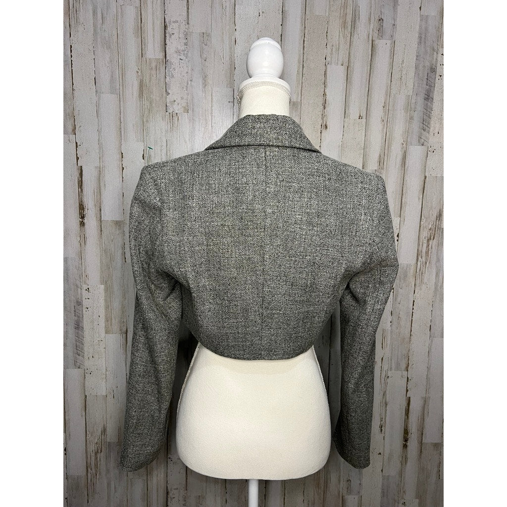 House of Harlow 1960 Women's XS Gray Cropped Tweed Jacket