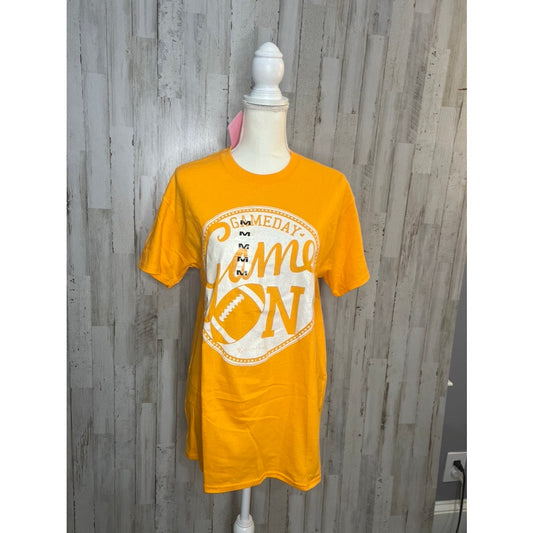 NWT It's a Girl Thing Football Graphic Tee Orange Women's Medium Short Sleeve