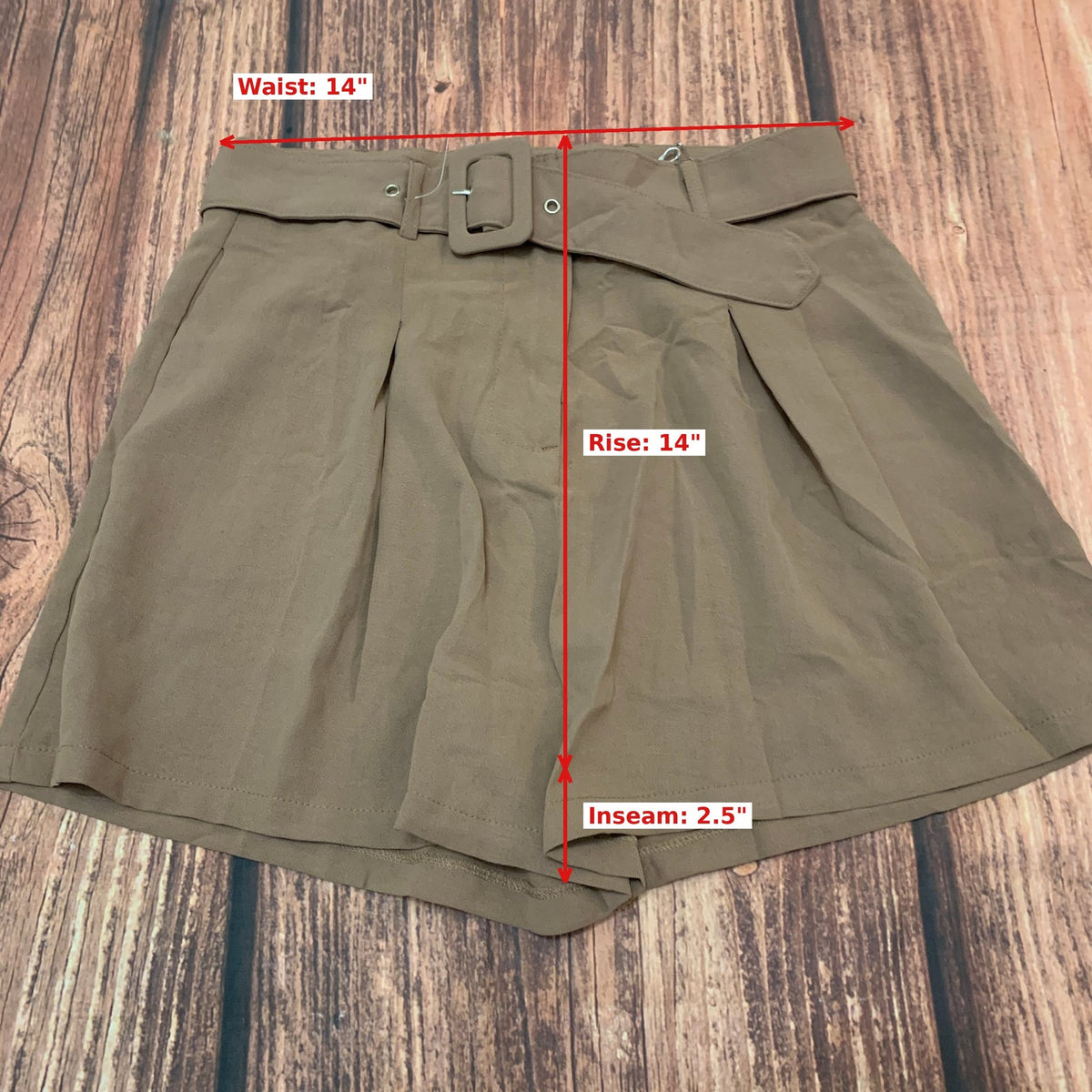 NWT Blue Rain Taupe High Waist Shorts Size Medium Brown Tie Belt