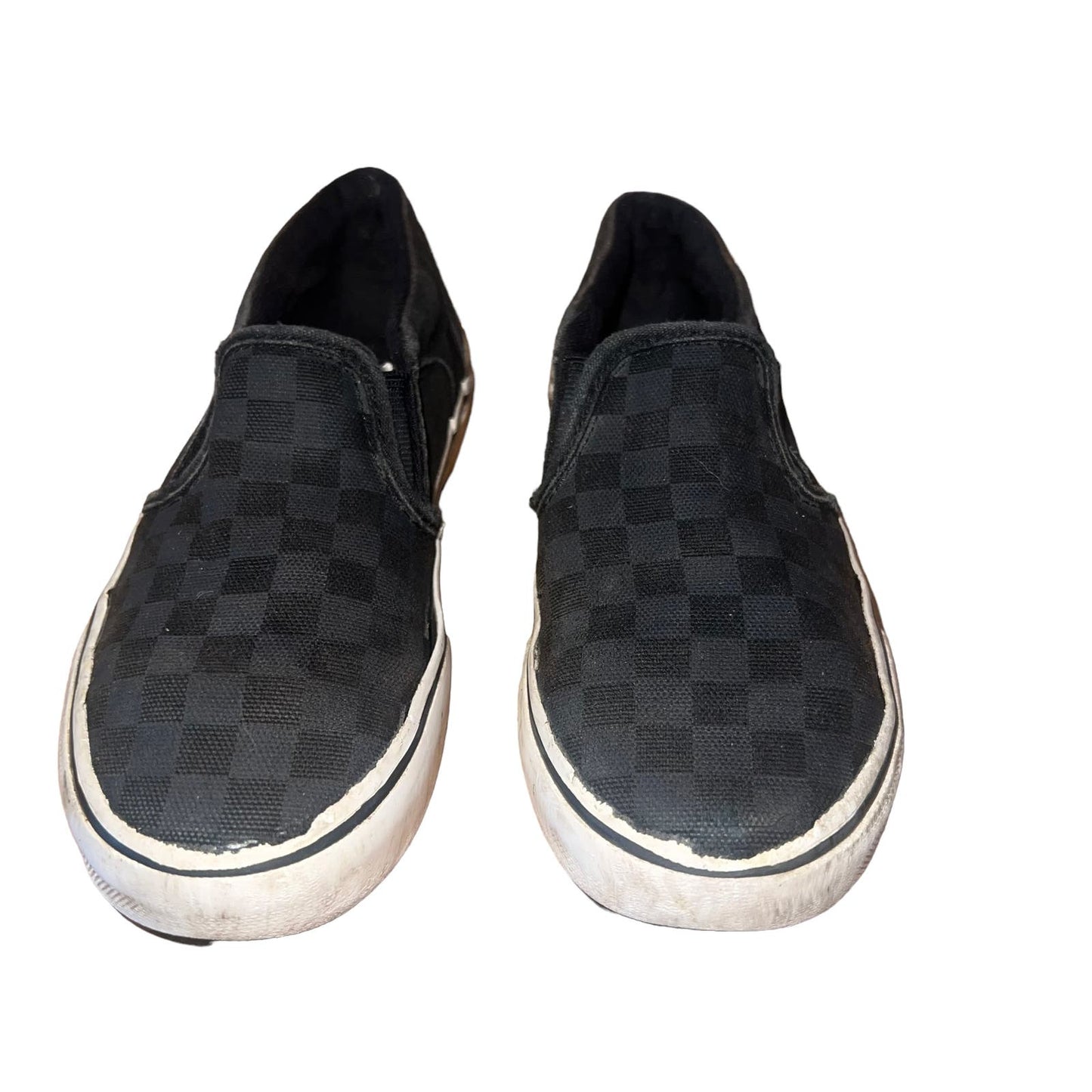 Vans Classic Slip-On Checkerboard Black Canvas Sneakers Kids Size 13.0