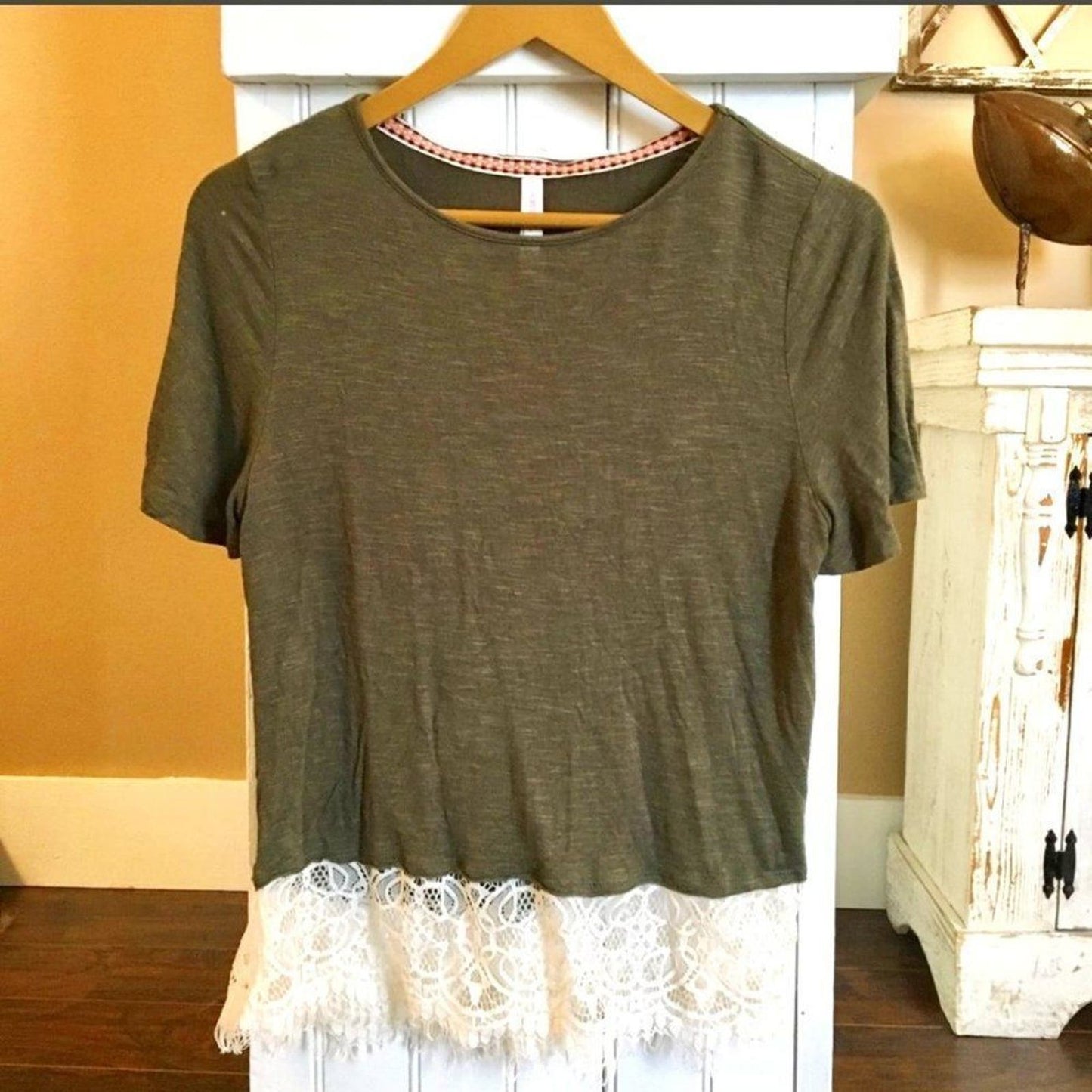 Olive Green lace top L