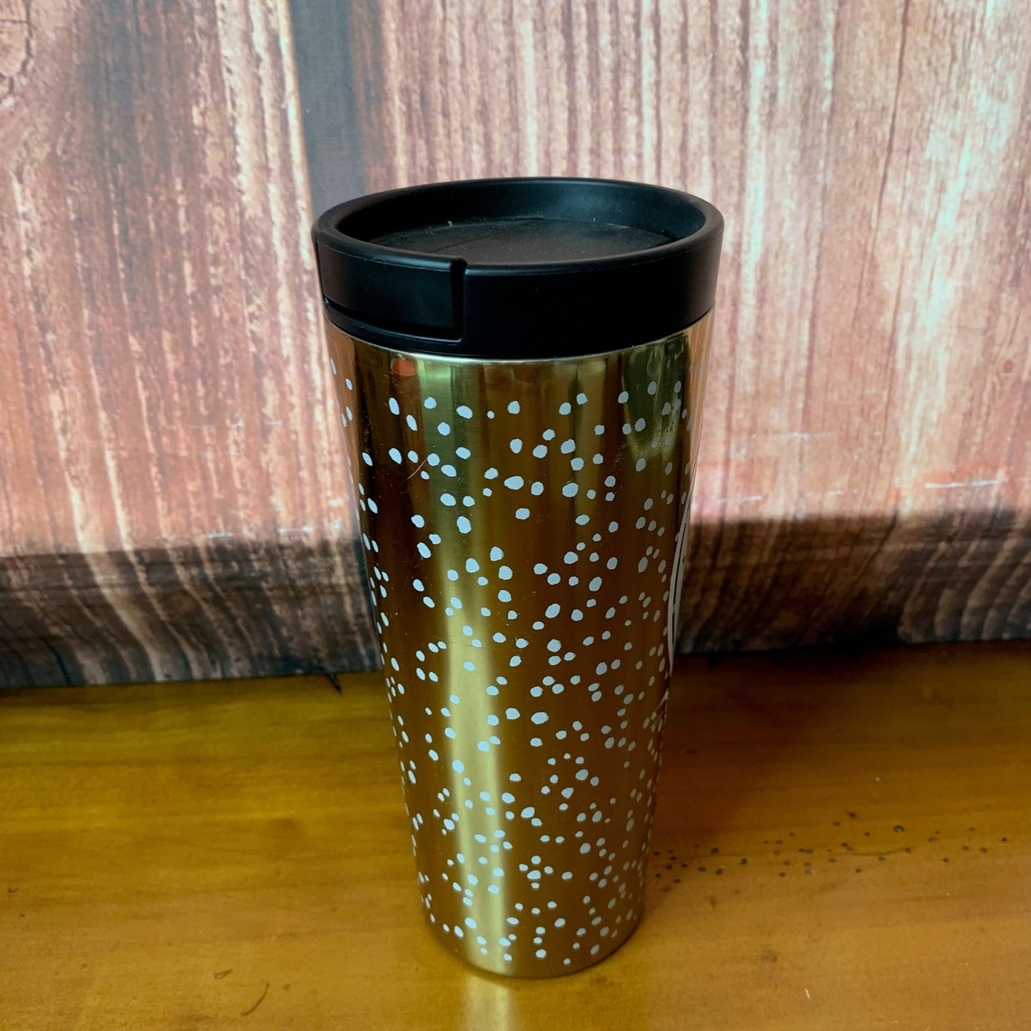 Starbucks Travel Mug 16 fl oz Gold Polka Dot Siren Tumbler