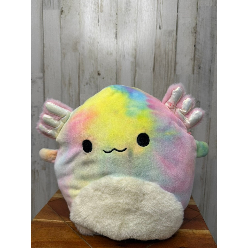 Squishmallows Tinley Rainbow Tie-Dye Axolotl Plush Toy Medium 12"