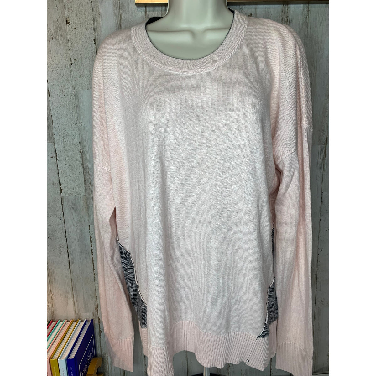 Zaket & Plover Sweater Womens Extra Large Pink Colorblock Knit CrewNeck Pullover