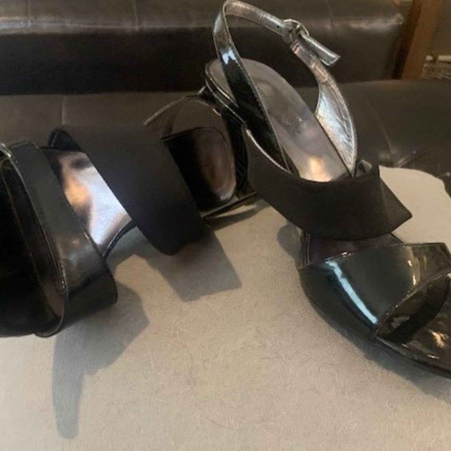 Etienne Aigner Black wedge heel sandals 10M