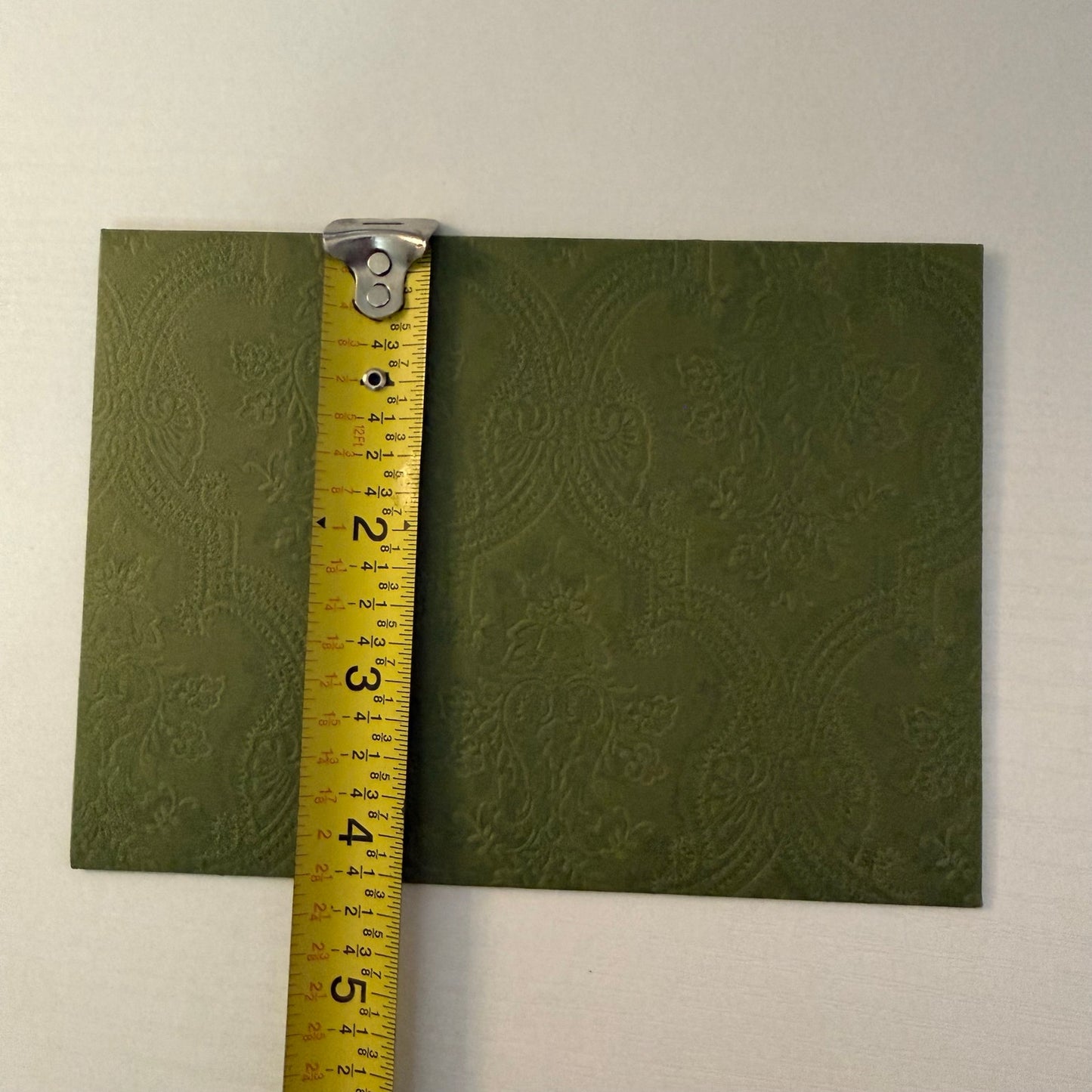 Gucci Envelope Gift Card Holder Olive Green Embossed Floral GUCCI Logo