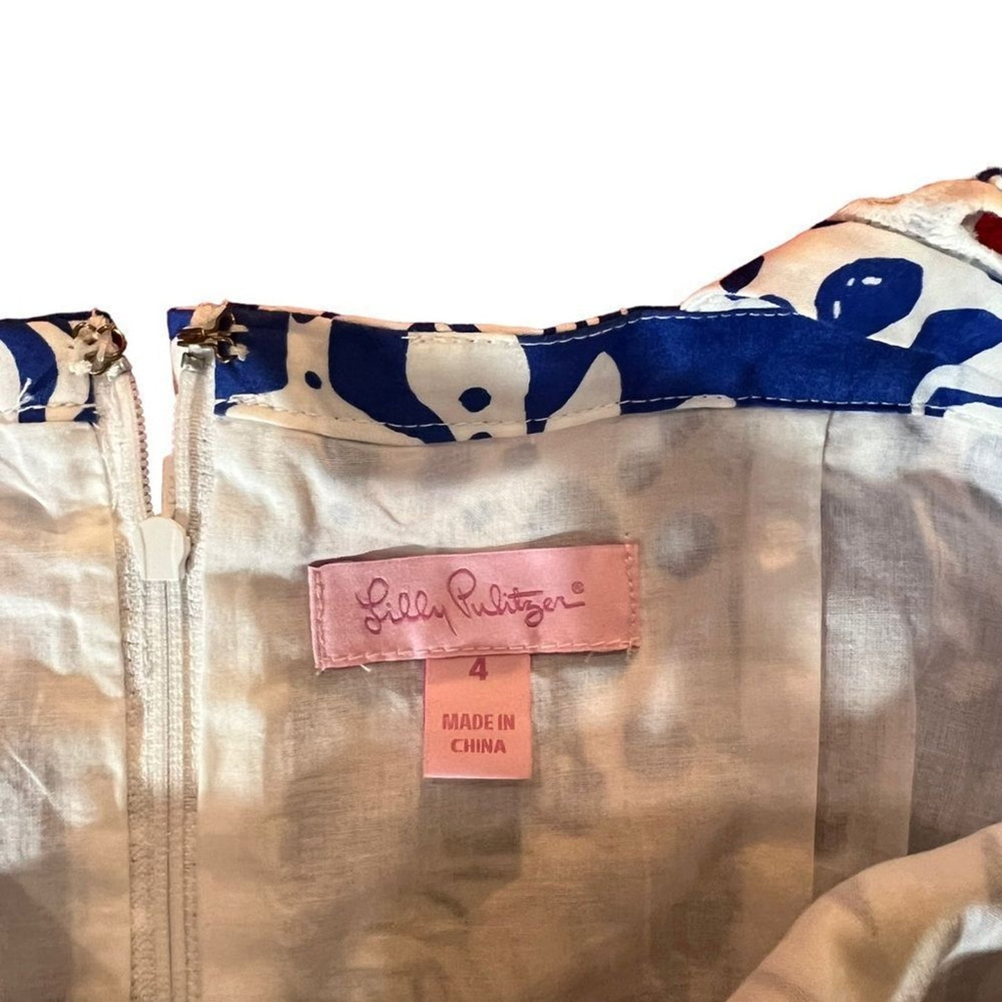 Lilly Pulitzer Marianne Shift Dress Womens Size 4 Blue Seahorse Floral