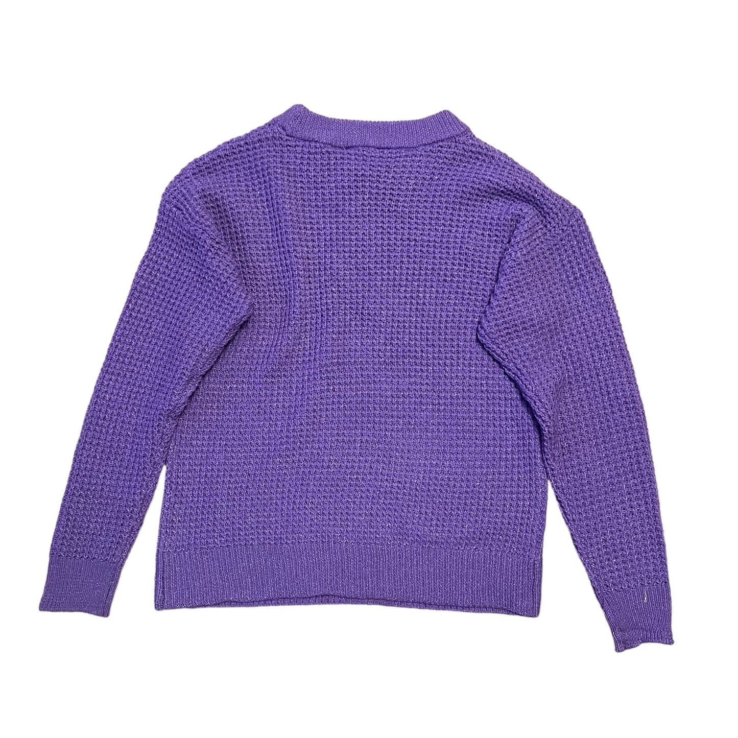 NWT Time and Tru Women's Long Sleeve Waffle Crewneck Pullover Sweater Purple XS