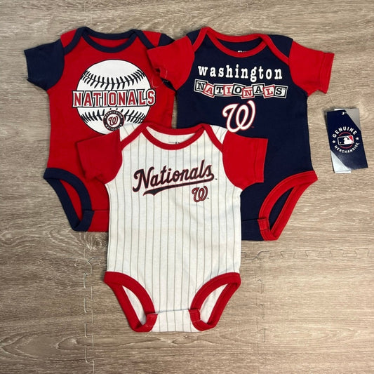 NWT Washington Nationals Infant Unisex 3-Piece Bodysuit Set Multicolor